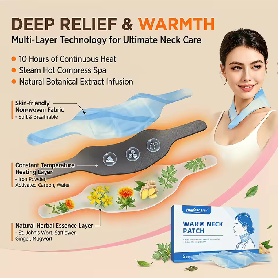 Warm neck patch multi-layer structure