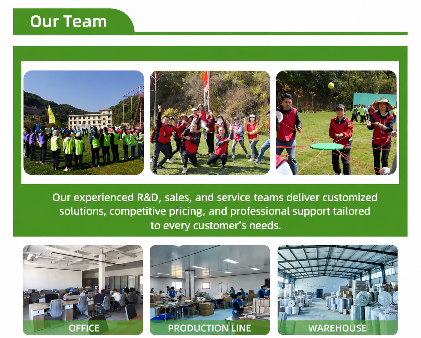 Huainan Hall product development, sampling and export service team